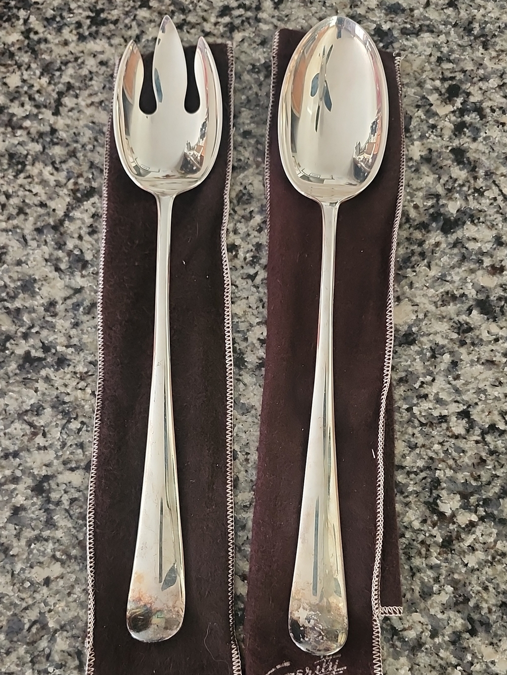 Silverplated Georgian Pattern Salad Fork & Serving Spoon From Gerity